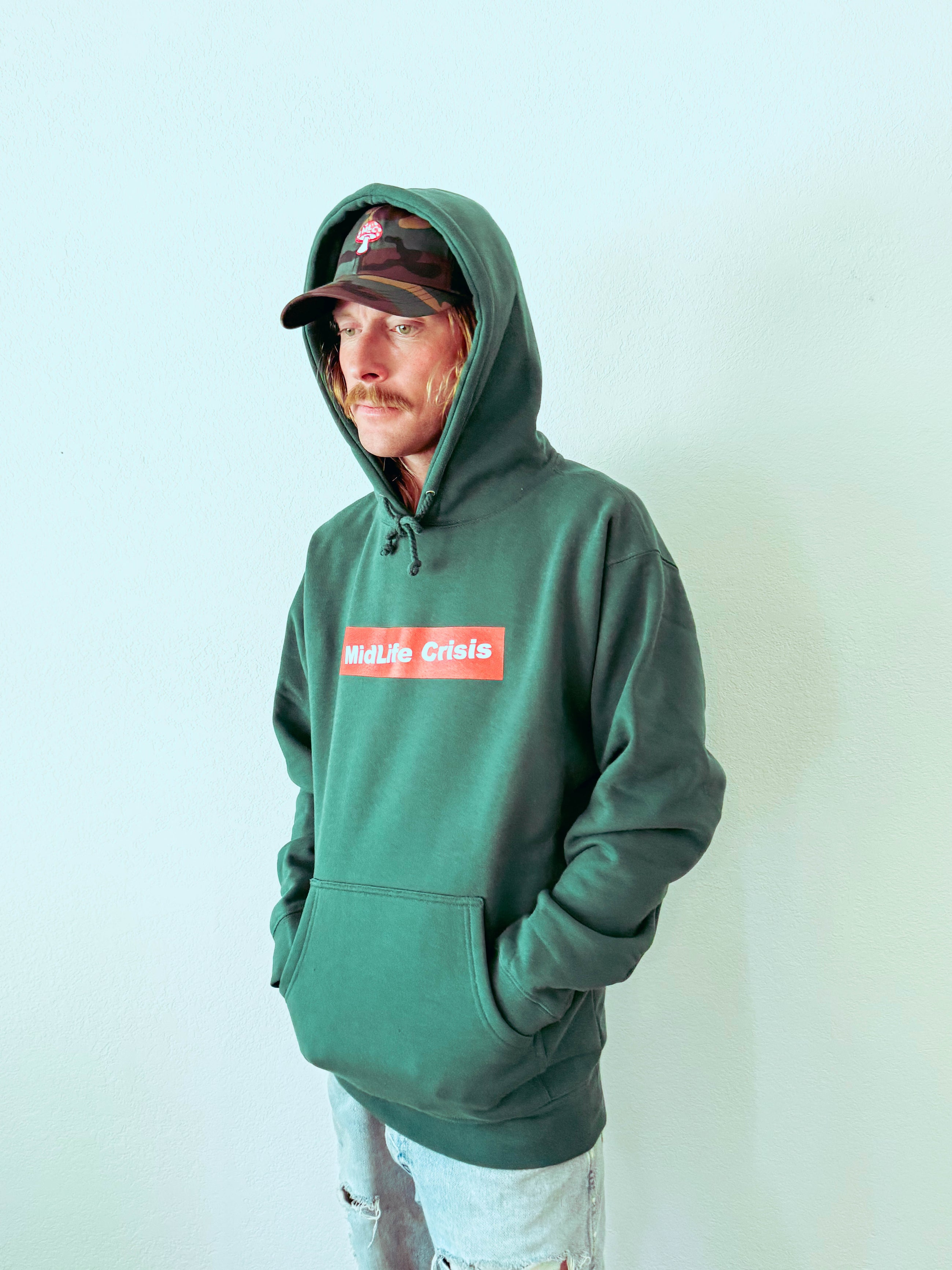 Crooked Block Hoodie - Forest Green