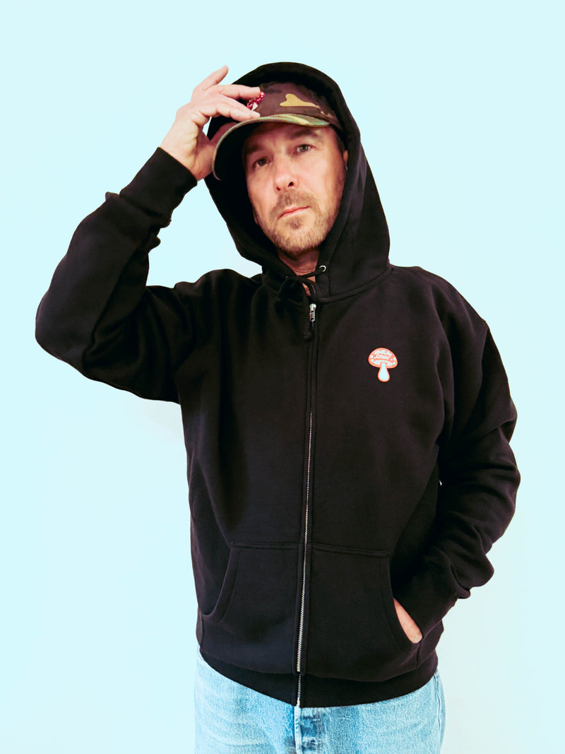 Shroomin' Zipup Hoodie - Black