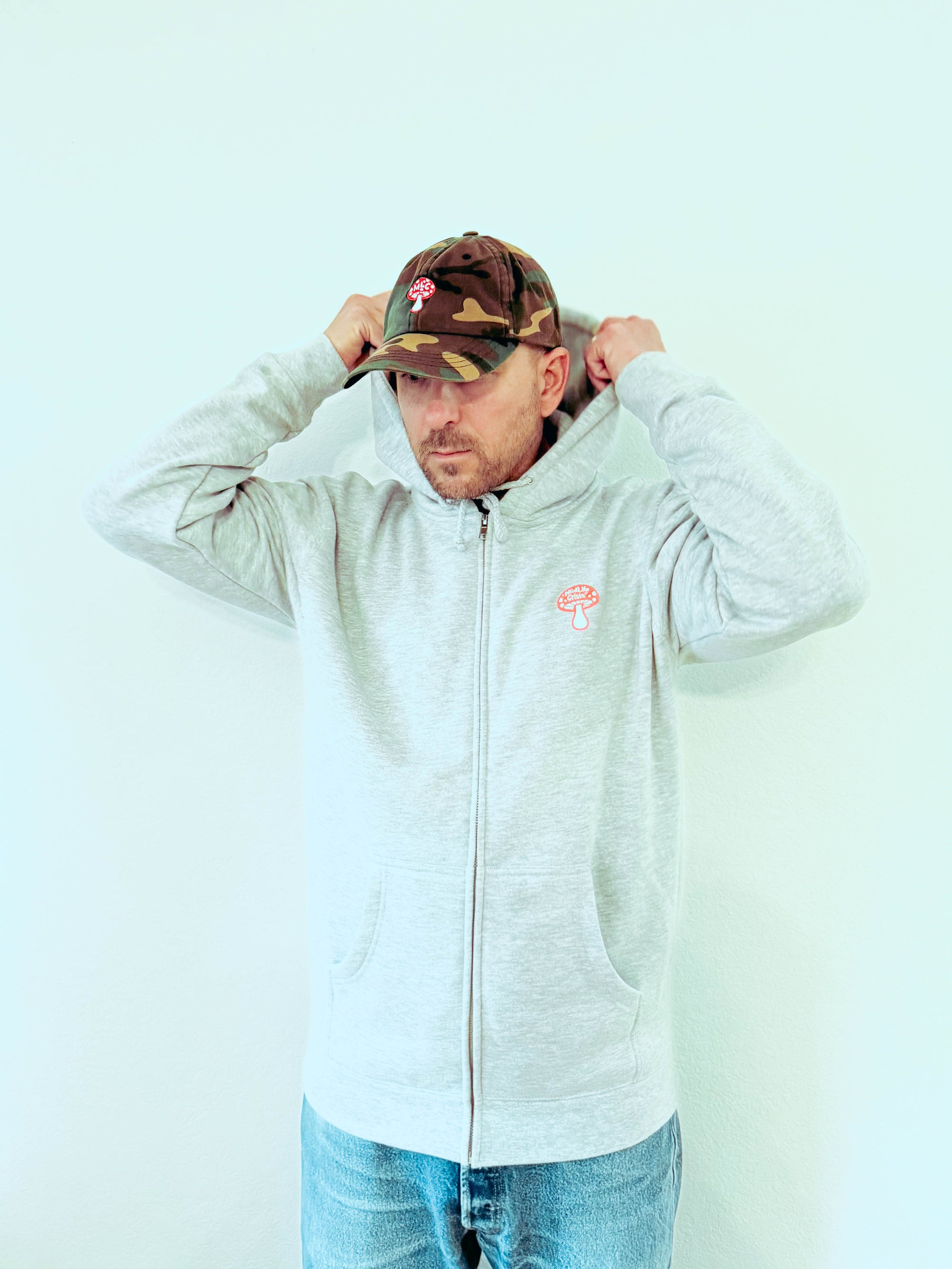 Shroomin' Zipup Hoodie - Light Heather