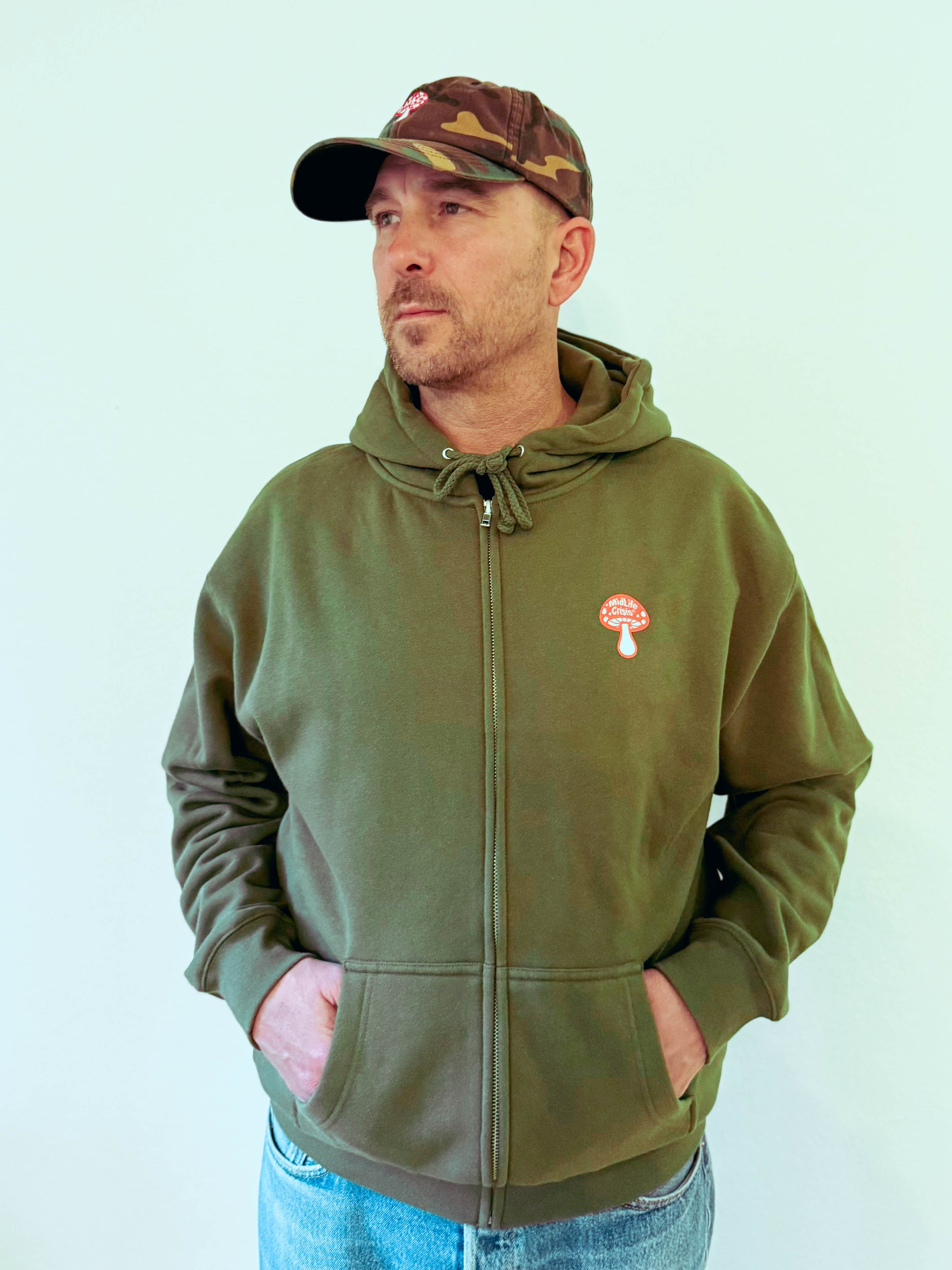 Shroomin' Zipup Hoodie - Olive
