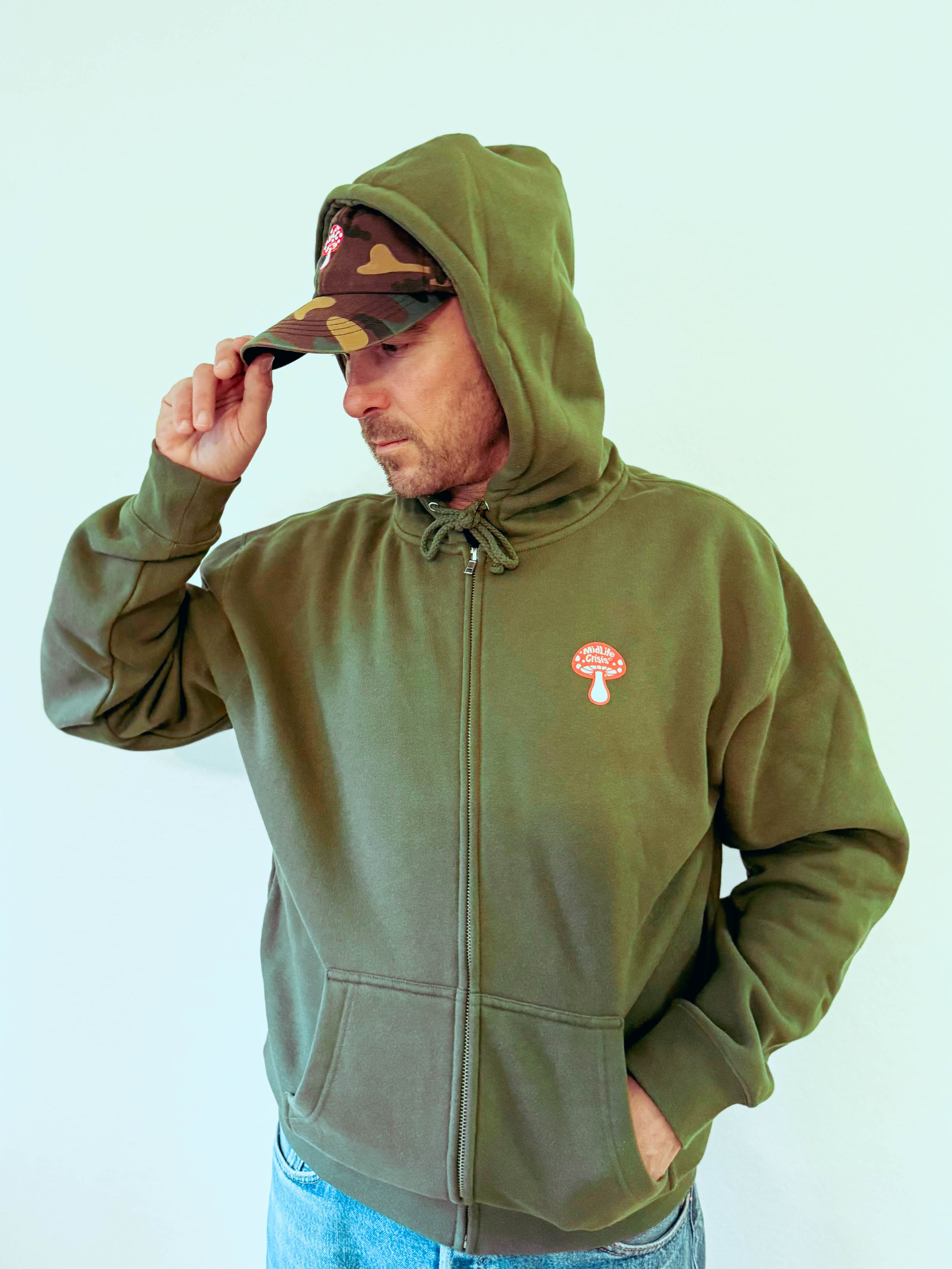 Shroomin' Zipup Hoodie - Olive