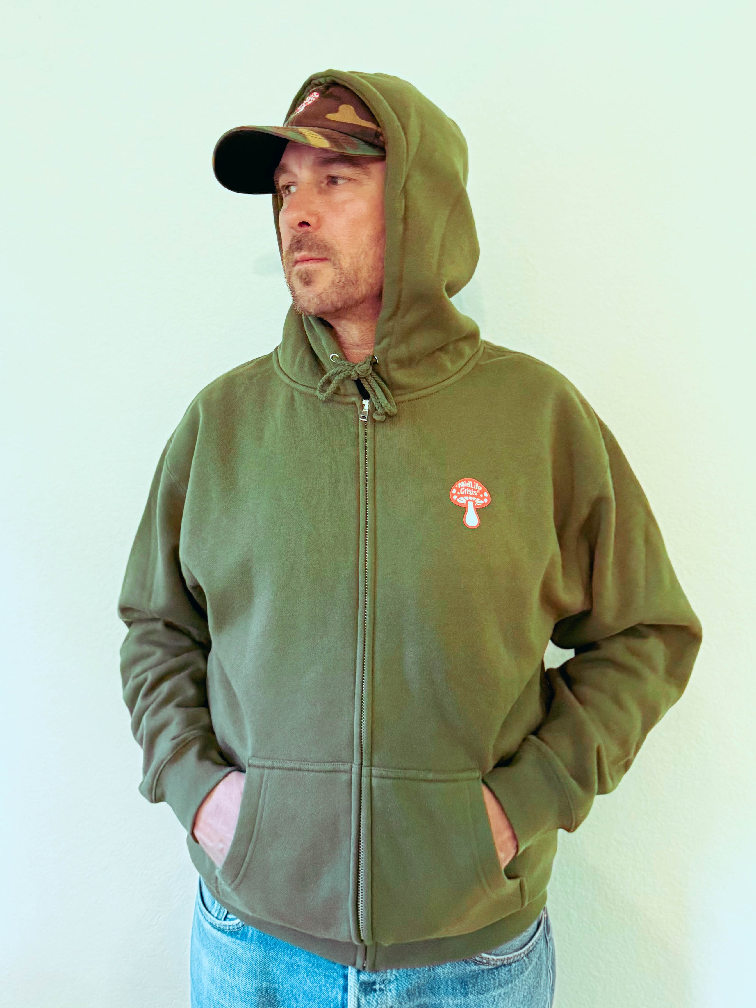 Shroomin' Zipup Hoodie - Olive