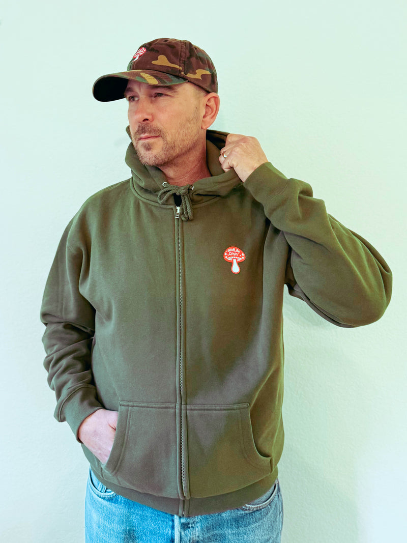 Shroomin' Zipup Hoodie - Olive