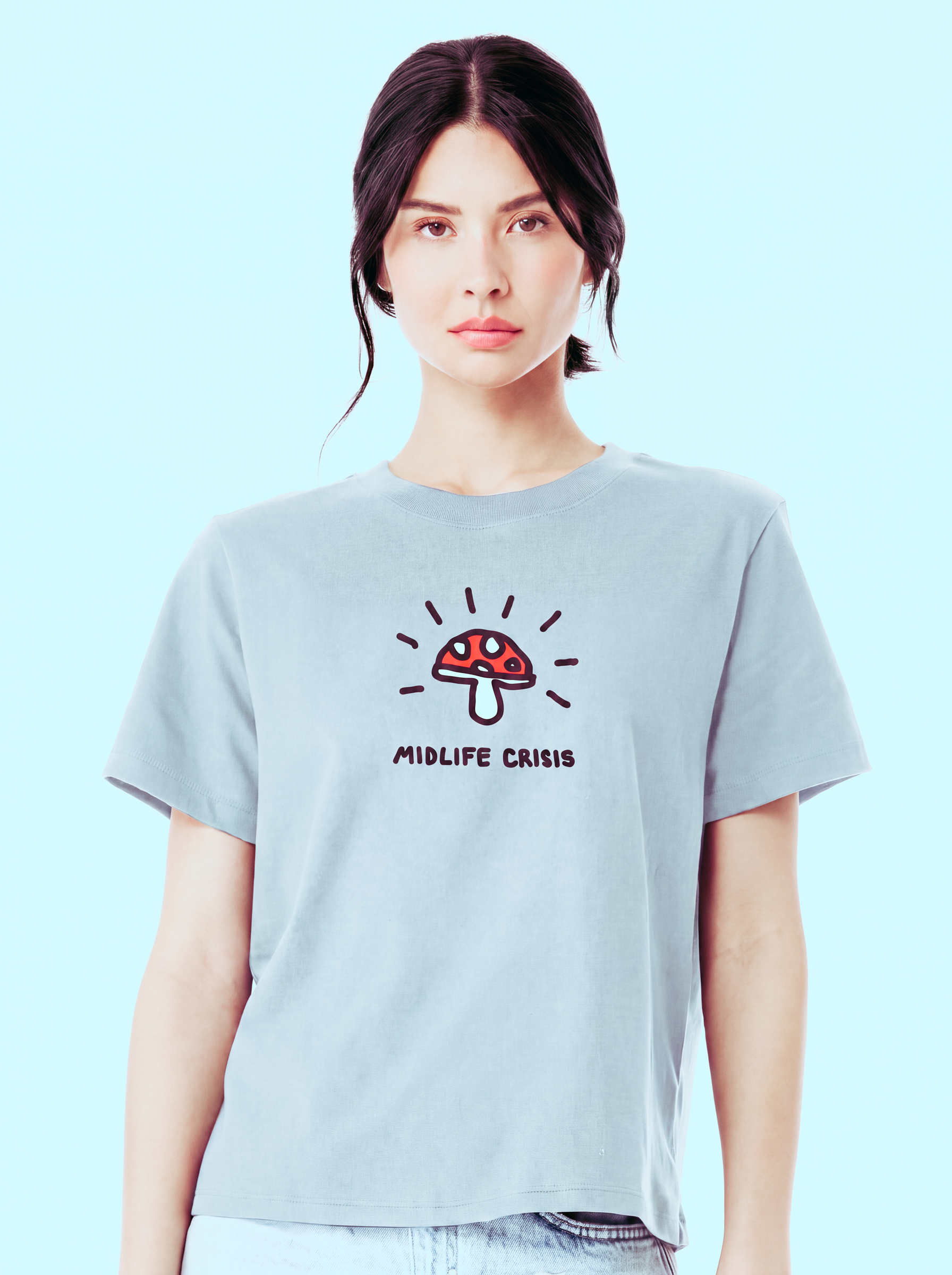 Womens Peaking Tee - Vintage Denim